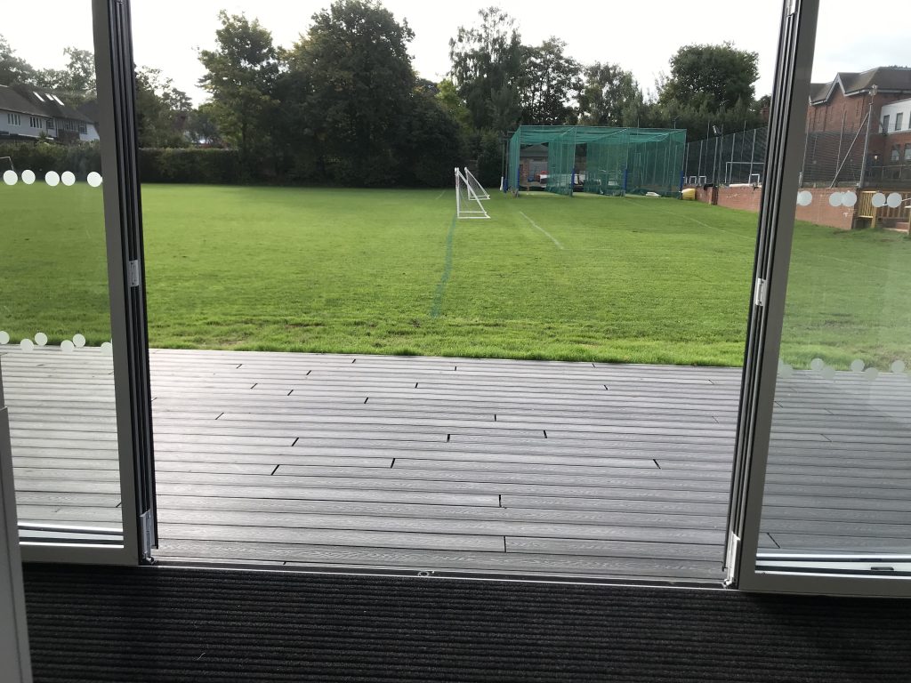 Looking outside onto the pitch