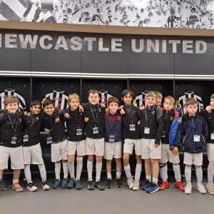 students in the Newcastle United locker room