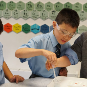 children using pipettes in the science classroom