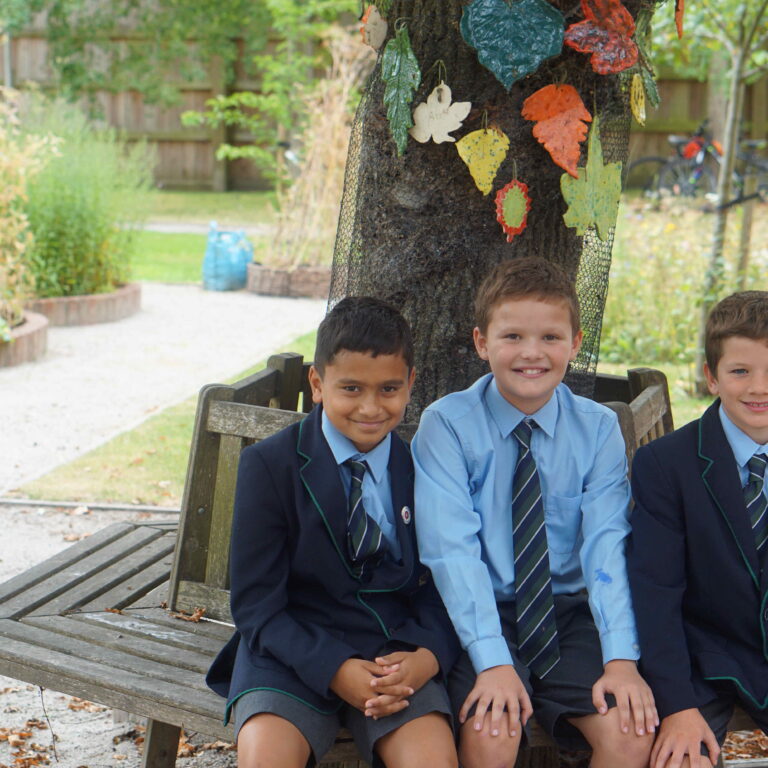 students sat on a bench